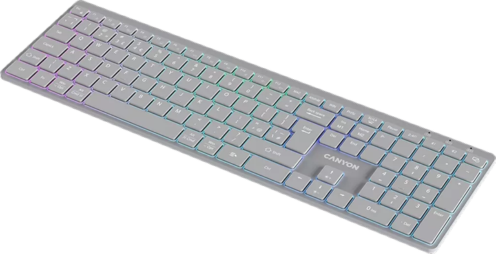 Клавіатура бездротова Canyon HKB-W11 Slim Dual Mode Wireless/Bluetooth RGB Grey (CNS-HBTK11G) - зображення 2