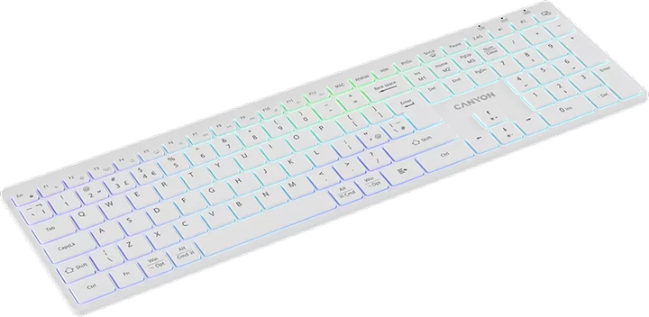 Клавіатура бездротова Canyon HKB-W11 Slim Dual Mode Wireless/Bluetooth RGB White (CNS-HBTK11W) - зображення 4