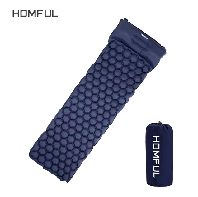 Надувной коврик Homful с подушкой и кнопками Navy Blue - изображение 2