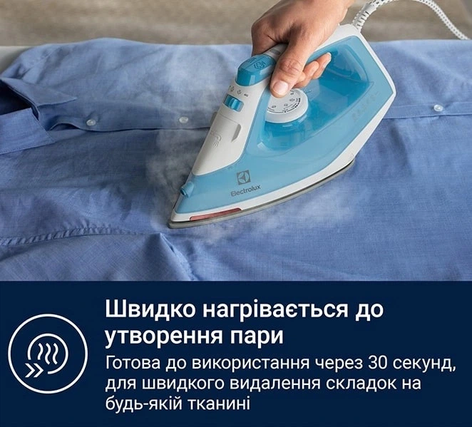 Праска Electrolux, 2300Вт, 250мл, паровий удар 110гр, керамічна підошва, синьо-білий (00113358) - изображение 5