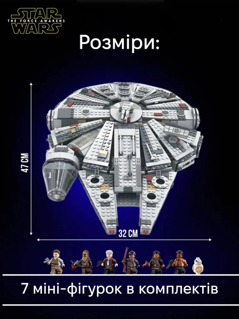 Конструктор Millennium Falcon, 1381 деталь, Сокіл Тисячоліття