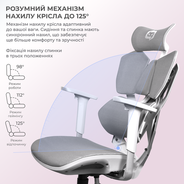 Кресло геймерское SIHOO Xallking X5C Mesh Grey (X5FC-N101) - Фото 10 Кресло геймерское SIHOO Xallking X5C Mesh Grey (X5FC-N101) - изображение 10