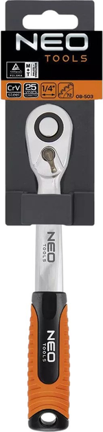 Grzechotka NEO Tools 1/4" 145 mm 08-503 (5907558412819) - obraz 2