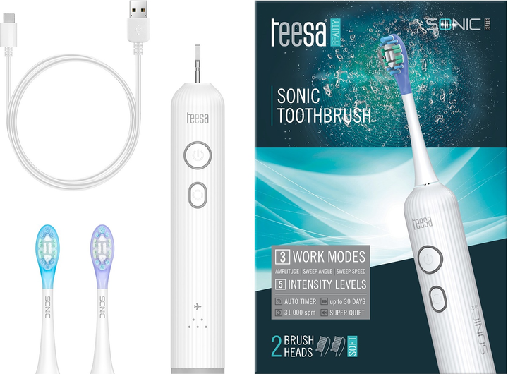 Електрична зубна щітка Teesa Sonic Elite Біла - зображення 6