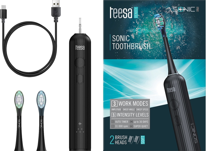 Електрична зубна щітка Teesa Sonic Elite Чорна - зображення 6