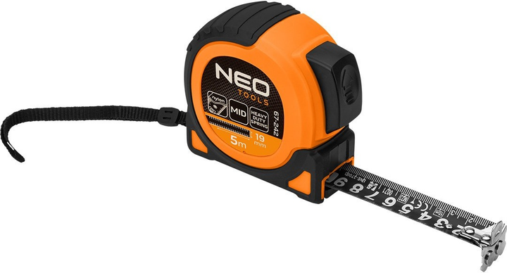 Рулетка NEO Tools Super Black сталева 5 м x 19 мм з автоматичним блокуванням, 2 кнопками стоп та магнітом 67-242 (5907558472240) - зображення 2