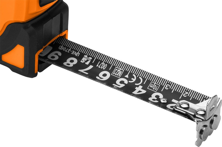 Рулетка NEO Tools Super Black сталева 5 м x 19 мм з автоматичним блокуванням, 2 кнопками стоп та магнітом 67-242 (5907558472240) - зображення 5