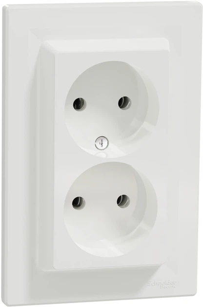 Розетка подвійна без заземлення Schneider Electric Asfora Біла EPH9700121 - Фото 1 Розетка подвійна без заземлення Schneider Electric Asfora Біла EPH9700121 - зображення 1
