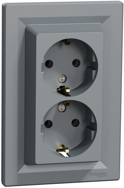 Розетка подвійна з заземленням Schneider Electric Asfora Сталь EPH9900162 - Фото 1 Розетка подвійна з заземленням Schneider Electric Asfora Сталь EPH9900162 - изображение 1