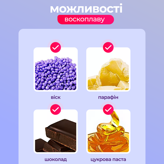 Воскоплав баночный Sokany 500 мл с терморегулятором 50 Вт белый нагреватель для воска в банках гранулах таблетках для депиляции бровей бикини ног практичный для дома - изображение 4