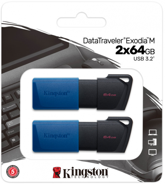 Флэш память/флешка Kingston DataTraveler Exodia M DTXM/64GB-2P USB 3.2 в упаковке 2шт - изображение 5