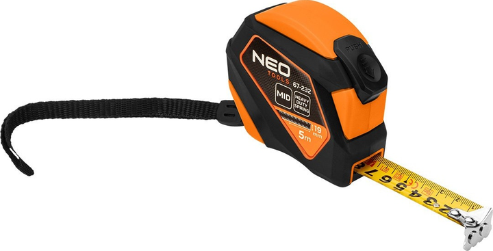 Рулетка NEO Tools сталева 5 м x 19 мм з автоматичним блокуванням, кнопкою зупинки та магнітом 67-232 (5907558499988) - зображення 2