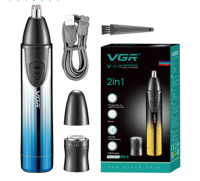 Триммер для носа VGR 2 в 1 V-619 BLUE - изображение 2