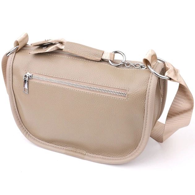 Практичная полукруглая сумка для женщин из натуральной кожи VINTAGE Bag 22907 Бежевый - изображение 2