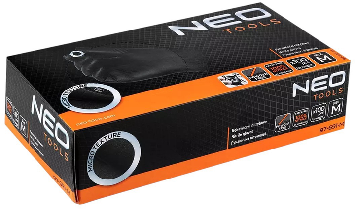Rękawiczki nitrylowe NEO Tools rozmiar M 97-691-M 100 szt czarne (5907558484519) - obraz 8