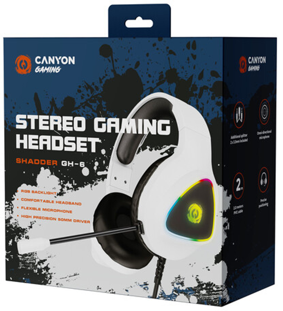 Навушники Canyon Shadder GH-6 Gaming 3.5 мм RGB White (CND-SGHS6W) - зображення 5