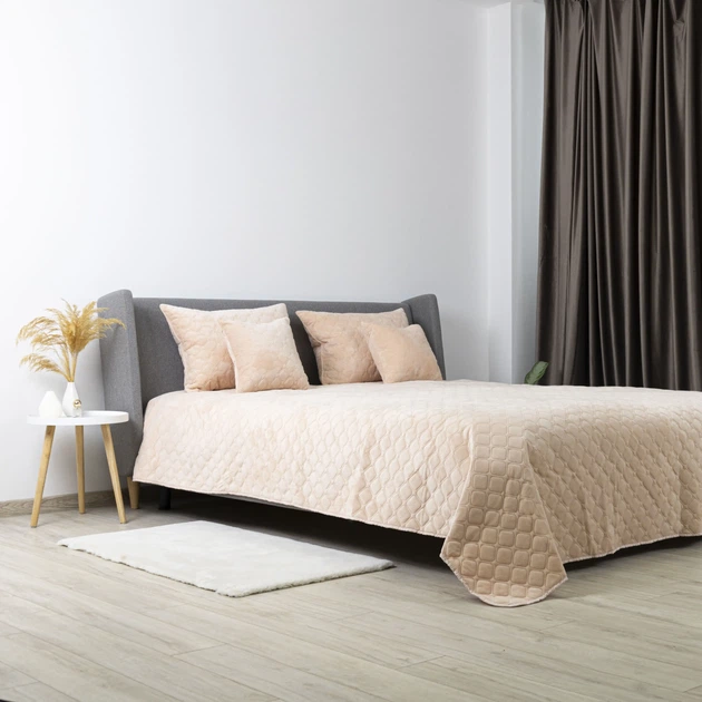 Покривало ТЕП "VELOUR" Персикове/Ромб круглий, 150x210 - изображение 4