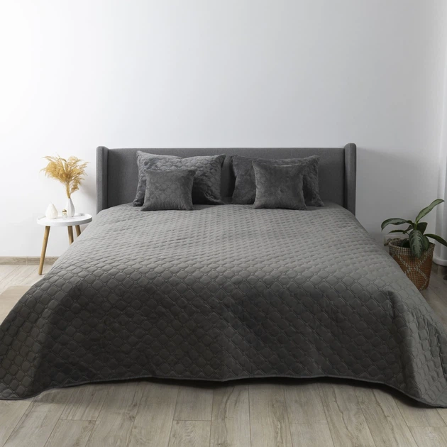Покривало ТЕП "VELOUR" Сіре/Ромб круглий, 220x240 - Фото 2 Покривало ТЕП "VELOUR" Сіре/Ромб круглий, 220x240 - зображення 2