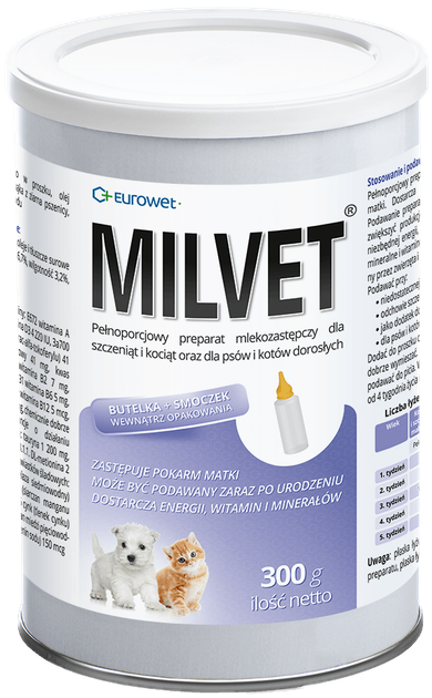 Замінник молока Eurowet Milvet для цуценят та кошенят 300 г (5907785440418) - зображення 1
