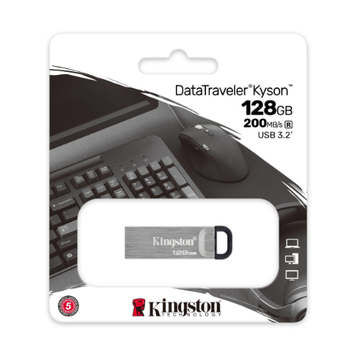 Флеш память Flash Kingston DT Kyson USB3.2 Gen. 1 128GB Silver-Black (DTKN/128GB) - Фото 2 Флеш память Flash Kingston DT Kyson USB3.2 Gen. 1 128GB Silver-Black (DTKN/128GB) - изображение 2