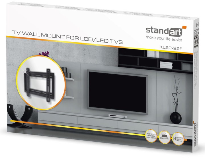 Кронштейн для телевізора Standard 23-42″ 35 кг KL22-22F (4772013028833) - зображення 1