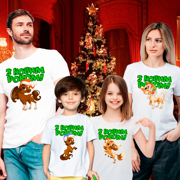 Футболки Family Look Кавун Сім'я коней M 4 шт Білий ФП013161(M) - изображение 2