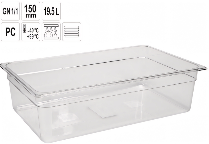 Pojemnik gastronomiczny Yato GN 1/1 przezroczysty 53x32.5x15 cm (5906083004506) - obraz 2
