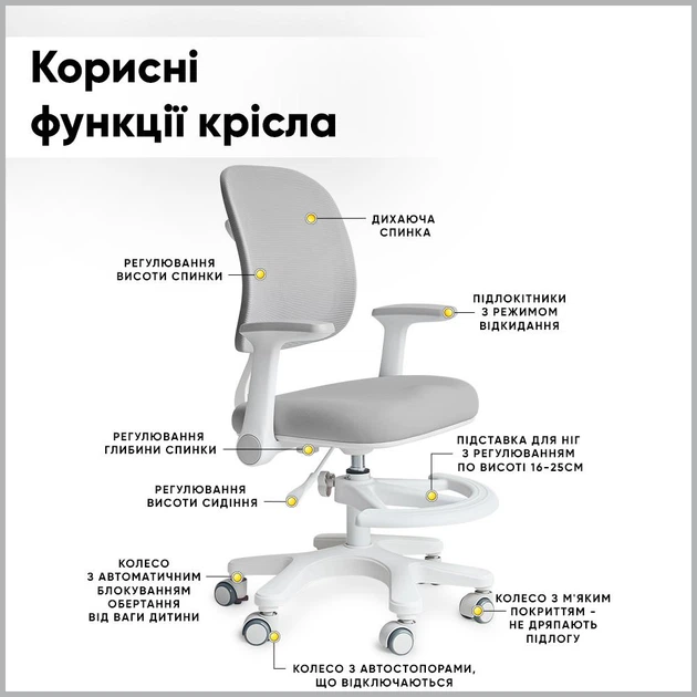 Дитяче крісло Mealux Atlas Air Grey (арт.Y-309 G) - изображение 4