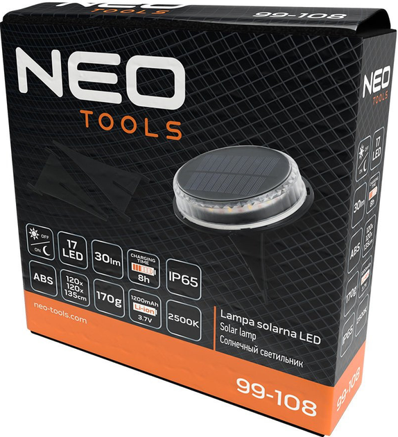 Lampa solarna LED NEO TOOLS 99-108 schodowa (5907558499681) - obraz 8