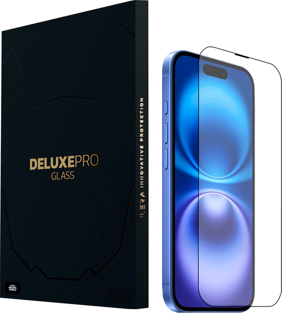 Szkło hartowane iLera DeLuxe Original Glass do Apple iPhone 16 Plus Black (iLFCDL16PL) - obraz 1