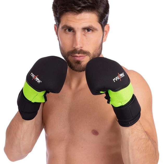 Снарядні рукавички з відкритим великим пальцем неопренові XMMA (р-р L-XL, Чорно-салатовий) (GH06_Чорно-салатовий_L-XL) - изображение 4