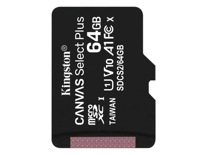 Карта пам'яті Kingston 64 GB microSDXC Class 10 UHS-I Canvas Select Plus (SDCS2/64GBSP) - Фото 1 Карта пам'яті Kingston 64 GB microSDXC Class 10 UHS-I Canvas Select Plus (SDCS2/64GBSP) - изображение 1