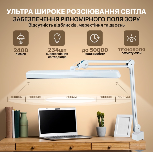 Настольная LED лампа бестеневая для косметолога мастера маникюра наращивания ресниц тату вышивки для учебы для работы Doctor Lamp 9505 LED 234 светодиода 24W 2700К-4000К-6000К с регулировкой яркости - изображение 4