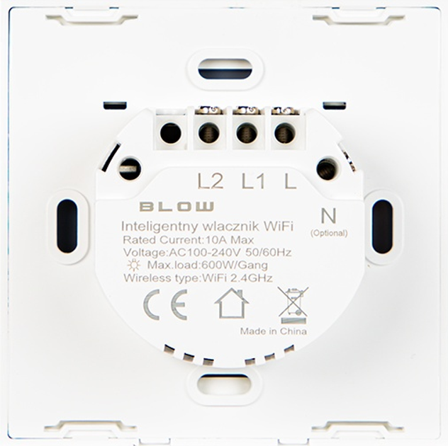 Розумний вимикач світла Blow двоканальний скляний Wi-Fi Tuya (5900804135784) - зображення 2