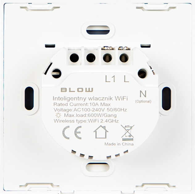 Розумний вимикач світла Blow одноканальний скляний Wi-Fi Tuya (5900804135777) - зображення 2