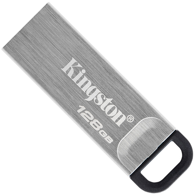 Флеш-накопичувач Kingston USB 3.2 DT Kyson 128GB Silver/Black (DTKN/128GB) - Фото 1 Флеш-накопичувач Kingston USB 3.2 DT Kyson 128GB Silver/Black (DTKN/128GB) - зображення 1