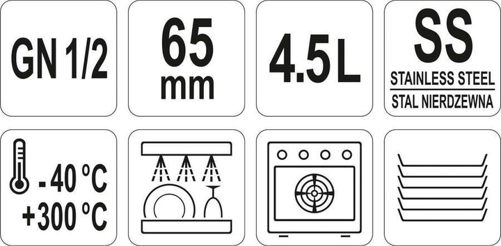 Pojemnik gastronomiczny Yato GN 1/2 ze stali nierdzewnej 32.5x26.5x6.5 cm (5906083861024) - obraz 3