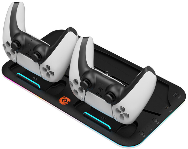 Підставка для PS5 Canyon CS-5 RGB з охолодженням і зарядкою для геймпадів Black (CND-CSPS5B) - зображення 3