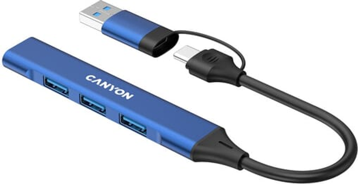 USB-hub Canyon DS-02 4in1 USB-A/C Blue (CNS-TDS02BL) - obraz 3