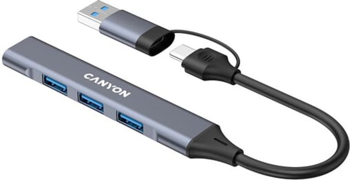 USB-хаб Canyon DS-02 4-в-1 USB-A/C Grey (CNS-TDS02G) - зображення 3