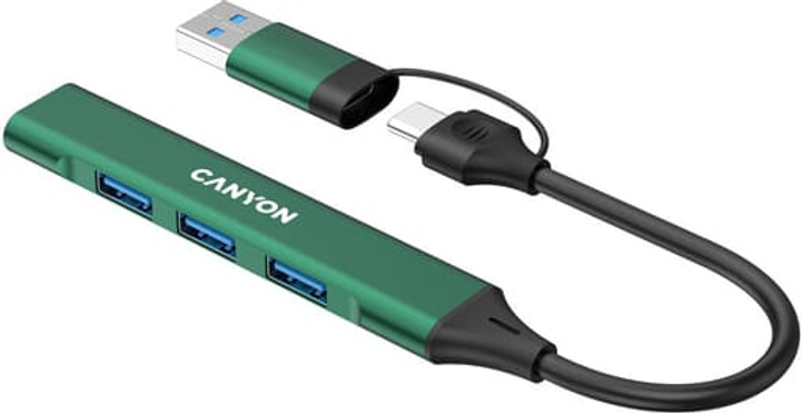 USB-hub Canyon DS-02 4in1 USB-A/C Green (CNS-TDS02GR) - obraz 3