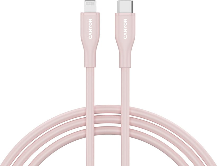Кабель Canyon CLNM60 Type-C to Lightning 60W MFI 1 м Silicon Pink (CNS-CLNM60SC10PS) - зображення 1