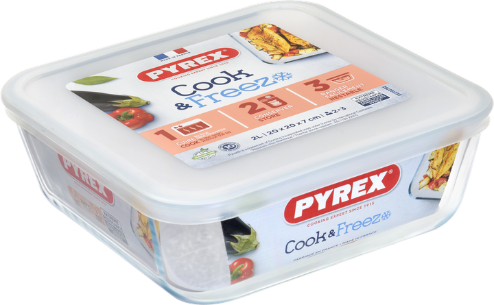 Форма с крышкой Pyrex Cook&Freez 20х20х7 см (219P001/7944) - Фото 6 Форма с крышкой Pyrex Cook&Freez 20х20х7 см (219P001/7944) - изображение 6