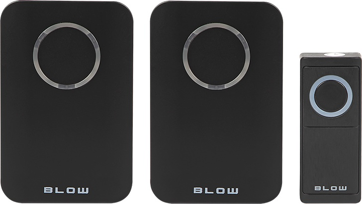 Bezprzewodowy dzwonek Blow DPB-12 z 2 odbiornikami Czarny (5900804129202) - obraz 1