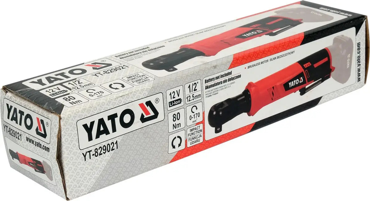 Grzechotka akumulatorowa YATO udarowa Li-Ion 12 V 1/2" 80 Nm (YT-829021) - obraz 3