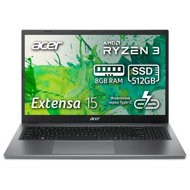 Ноутбук Acer Extensa EX215-24 15.6" FHD IPS, AMD R3-7320U, 16GB, F512GB, UMA, Lin, серый - Фото 9 Ноутбук Acer Extensa EX215-24 15.6" FHD IPS, AMD R3-7320U, 16GB, F512GB, UMA, Lin, серый - изображение 9