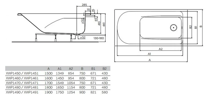 Ванна акриловая KOLO COMFORT PLUS 170х75 (XWP1471000) с ручками + ножки SN8/SN7/SN0 - изображение 2