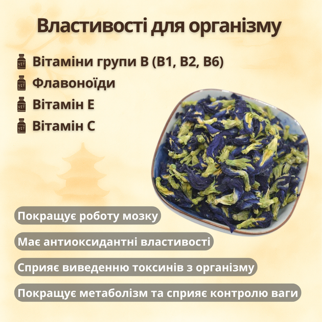 Анчан голубой тайский чай на развес 50 г, натуральный таиландский весовой синий чай Клитория тройчатая - изображение 2