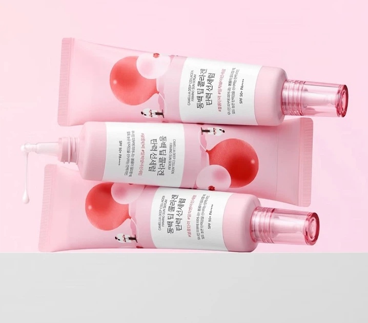 Солнцезащитная сыворотка с коллагеном – ROUND LAB Camellia Deep Collagen Firming Sun Serum 50 мл - изображение 4