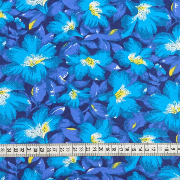 Ткань фланель халатная цветы синие (155г/м.кв150см пог.м) 144042 - изображение 3